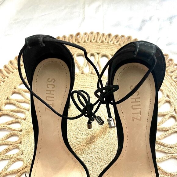Schutz Black Josseana Transparent Ankle Strap Heel Sandals Size 8.5 - Picture 3 of 9